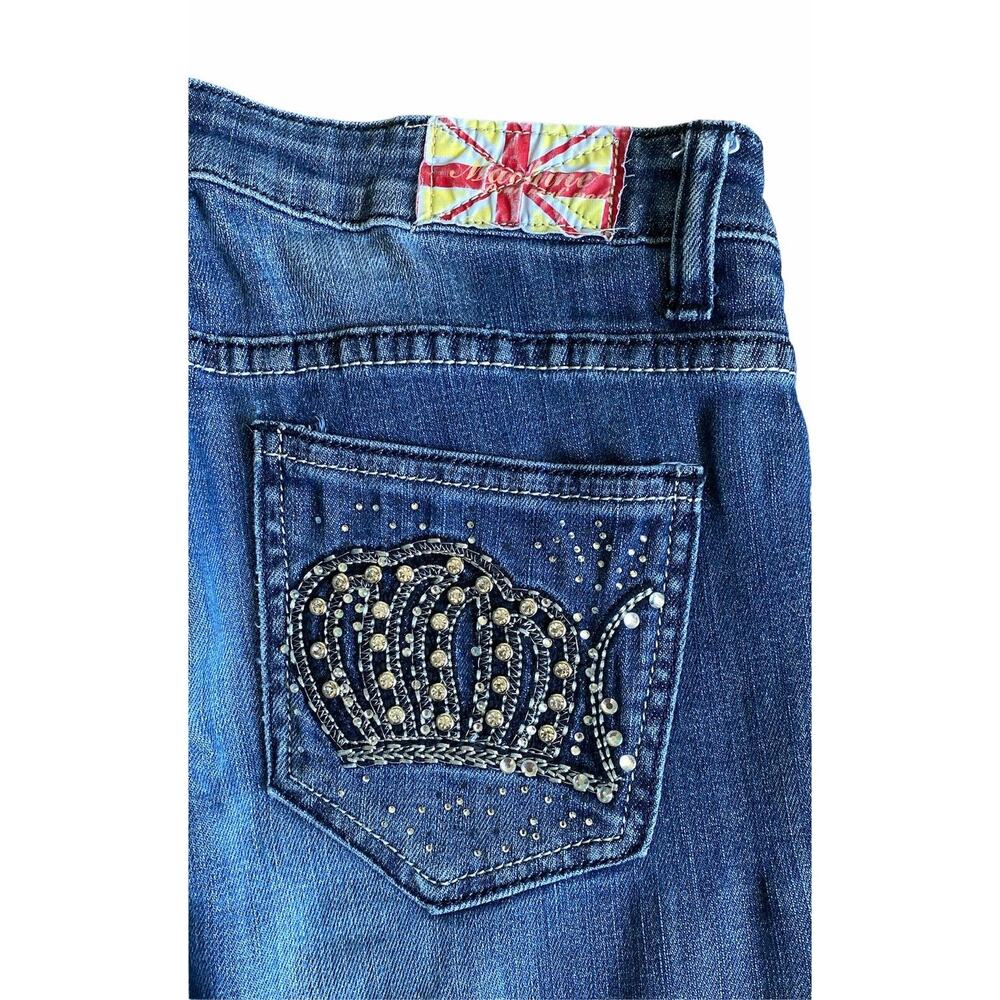 Machine Nouvelle Mode Distressed Destroyed Rhinestone Jeans - Picture 4 of 8